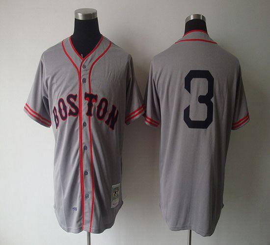 Mitchell And Ness 1936 Red Sox #3 Jimmie Foxx Grey Throwback Stitched MLB Jersey - Click Image to Close